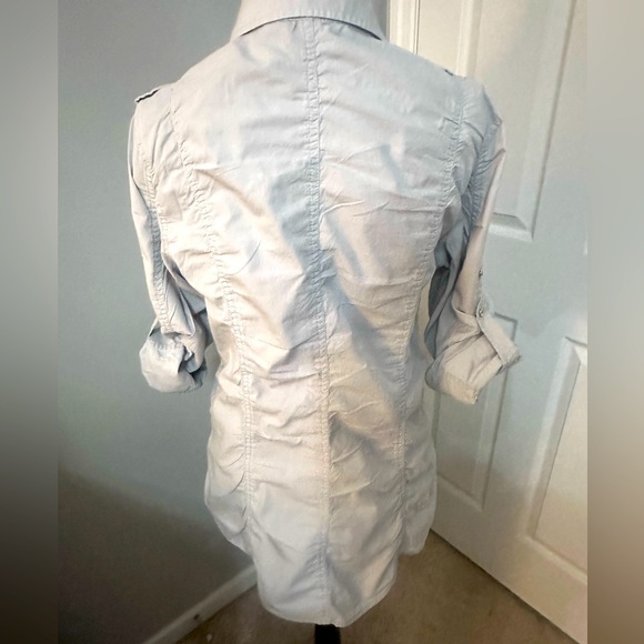 Express Light Gray Button Down Convertible Sleeve Shirt - Picture 3 of 5